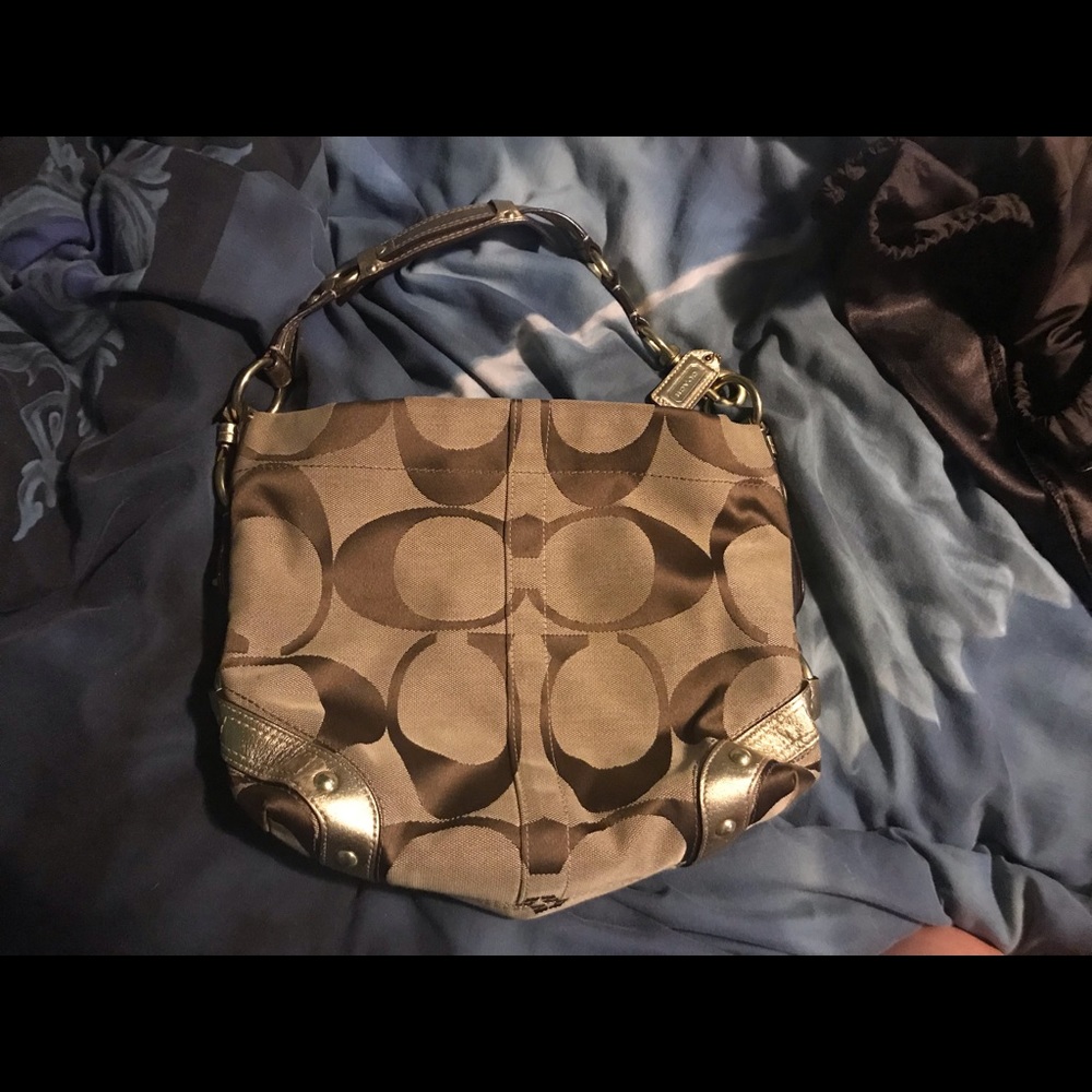 Coach bag gold trim